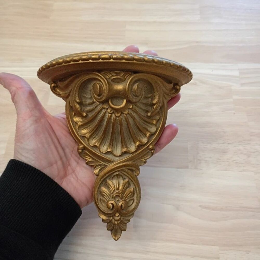 SyrocoWood Small Gold Wall Plaque Shelf Decor